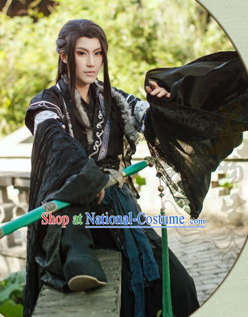 Chinese Swordsman Hanfu Robe Knight Clothing Handmade Bjd Dress Opera Costume Drama Costumes Complete Set