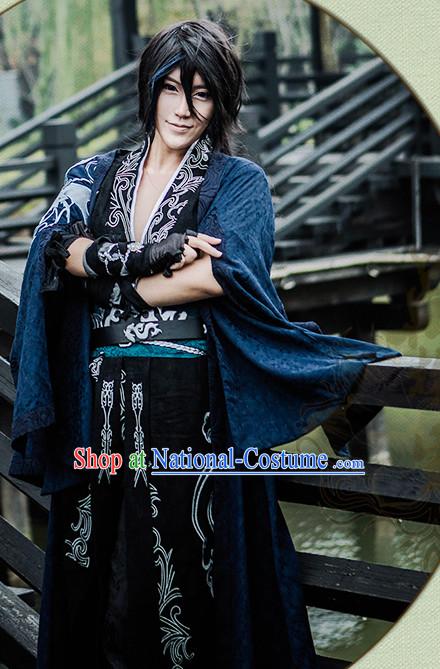 Chinese Swordsman Hanfu Robe Knight Clothing Handmade Bjd Dress Opera Costume Drama Costumes Complete Set