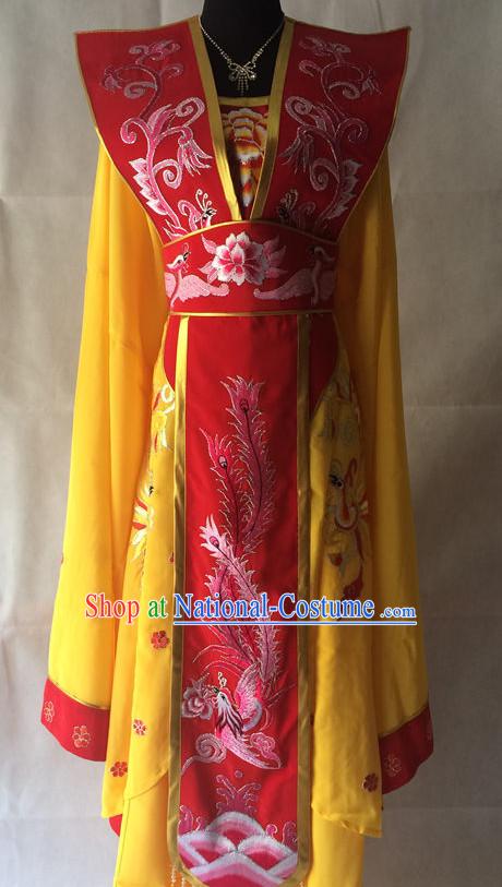 Red Long Sleeves China Beijing Opera Women Princess Phoenix Costume Embroidered Robe Stage Costumes Complete Set