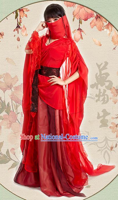 Red Chinese Hanfu Robe Clothing Handmade Bjd Dress Opera Costume Drama Costumes Complete Set