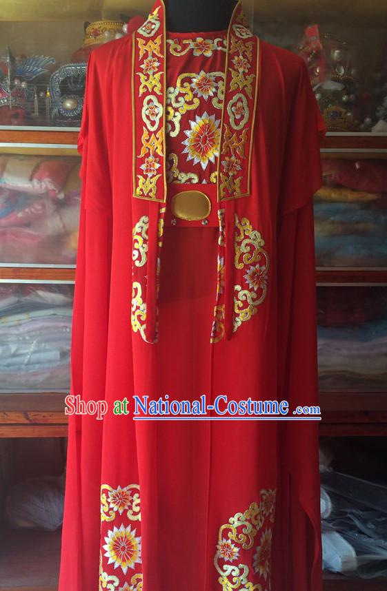 China Beijing Opera Men Wedding Dresses Embroidered Robe Stage Costumes Complete Set