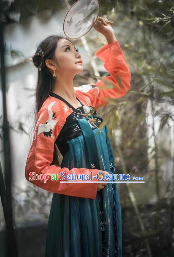 Chinese Ancient Tang Dynasty Ruqun Clothing Complete Set for Women