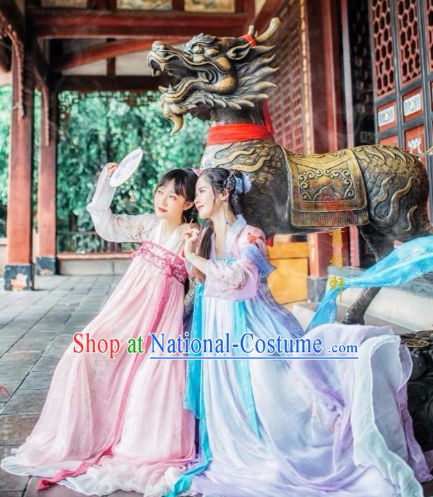 Chinese Ancient Tang Dynasty Ruqun Clothing Complete Set for Women