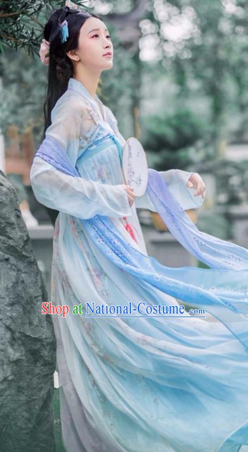 Chinese Ancient Tang Dynasty Ruqun Clothing Complete Set for Women