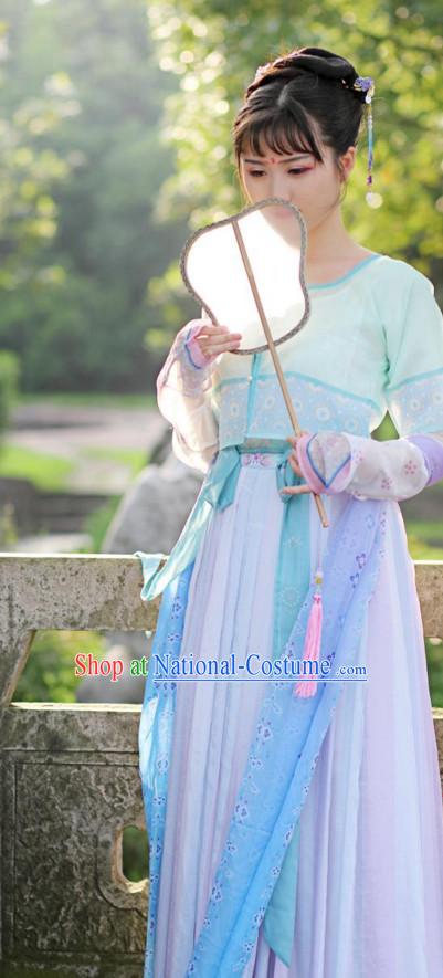 Chinese Ancient Tang Dynasty Ruqun Clothing Complete Set for Women