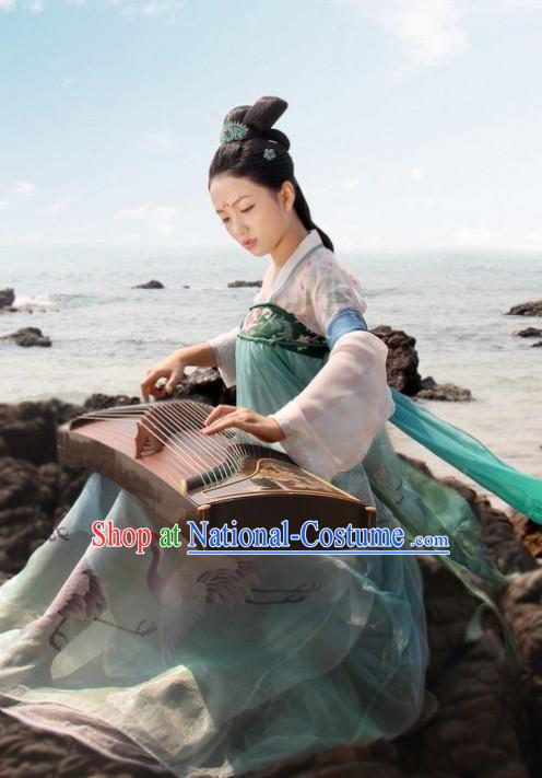 Chinese Ancient Tang Dynasty Ruqun Clothing Han Fu Suit Complete Set for Women