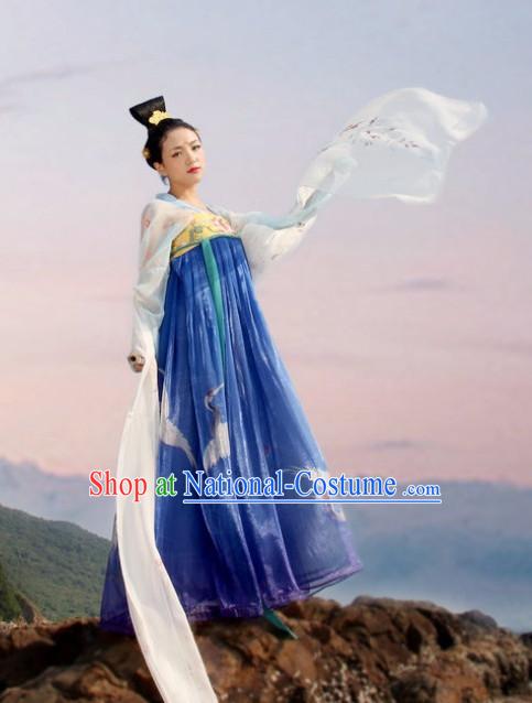 Chinese Ancient Tang Dynasty Ruqun Clothing Han Fu Suit Complete Set for Women