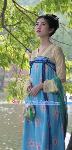 Chinese Ancient Tang Dynasty Ruqun Clothing Han Fu Suit Complete Set for Women