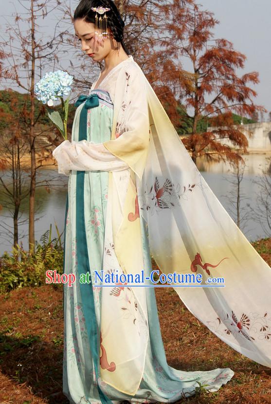 Chinese Ancient Tang Dynasty Ruqun Clothing Han Fu Suit Complete Set for Women