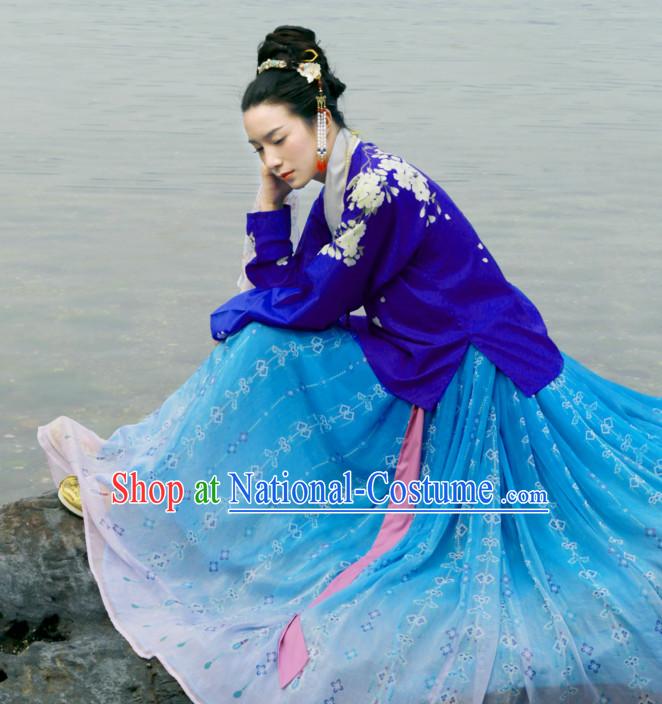 Chinese Ancient Ming Dynasty Clothing Han Fu Suit Complete Set for Women