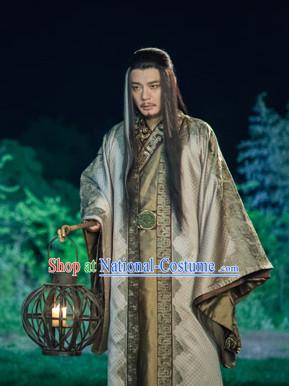 Chinese Ancient Swordsman Kung Fu Master Costumes Complete Set for Men