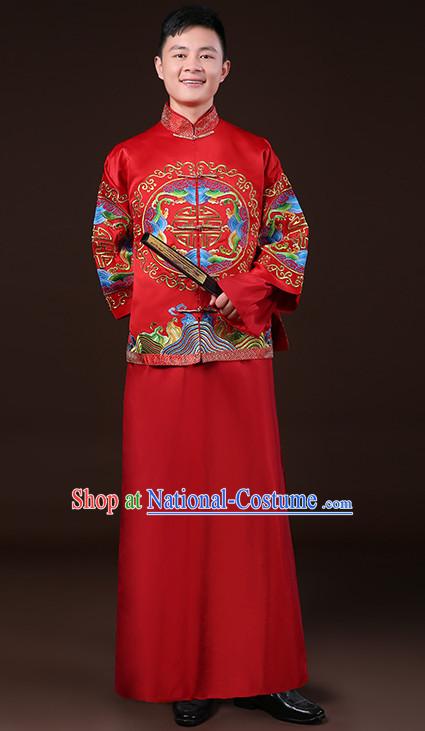 Top Traditional Chinese Embroidered Wedding Dresses Wedding Gowns for Bridegrooms