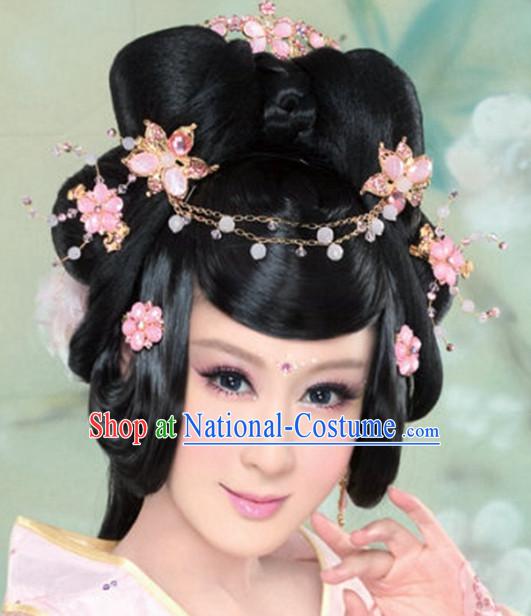 Chinese Ancient Princess Black Wigs Hair Accessories Headpiece Headdress