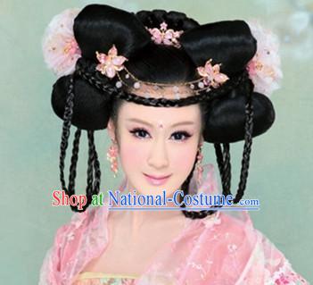 Chinese Ancient Empress Black Wigs Hair Accessories Headpiece Headdress