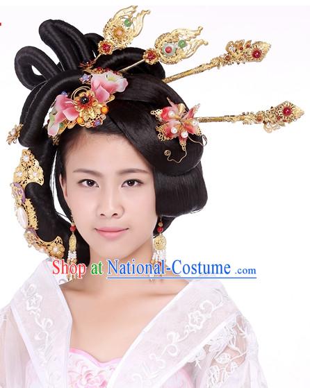 Chinese Ancient Princess Black Wigs Hair Accessories Headpiece Headdress