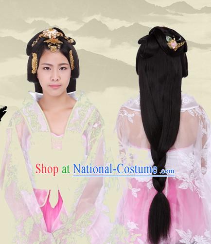 Chinese Ancient Princess Black Wigs Hair Accessories Headpiece Headdress