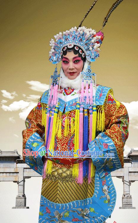 Chinese Opera Beijing Opera Peking Opera Costume Embroidered Robe Hua Dan Opera Costumes and Headdress Complete Set