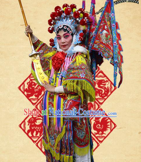 Chinese Opera Beijing Opera Peking Opera Hua Dan Costume Embroidered Robe Hua Dan Opera Costumes and Headdress Complete Set