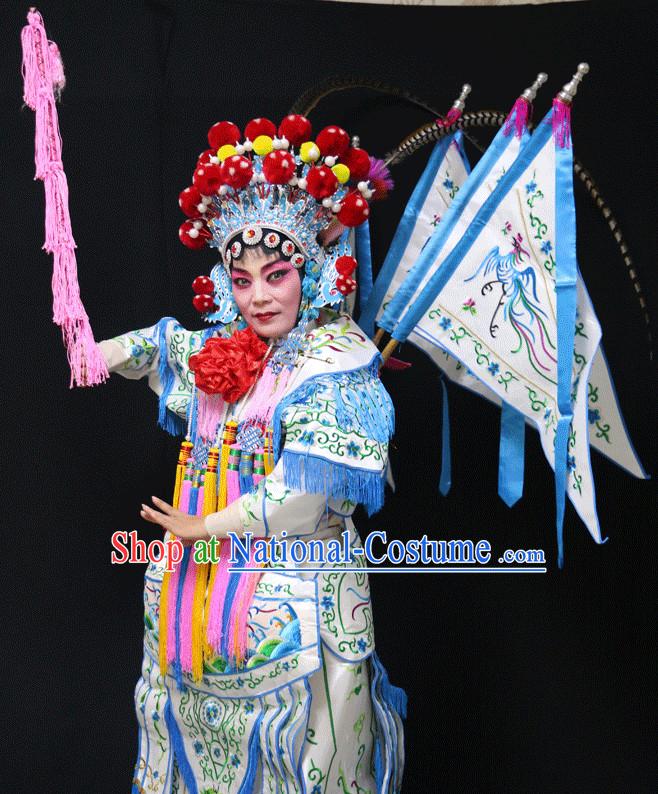 Chinese Opera Beijing Opera Peking Opera Hua Dan Costume Embroidered Robe Hua Dan Opera Costumes and Headdress Complete Set