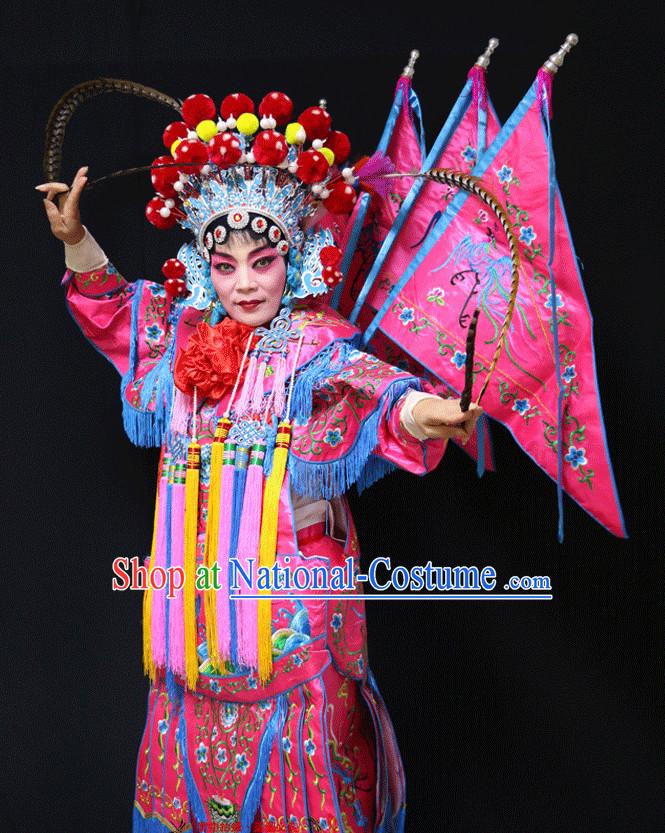 Chinese Opera Beijing Opera Peking Opera Hua Dan Costume Embroidered Robe Hua Dan Opera Costumes and Headdress Complete Set