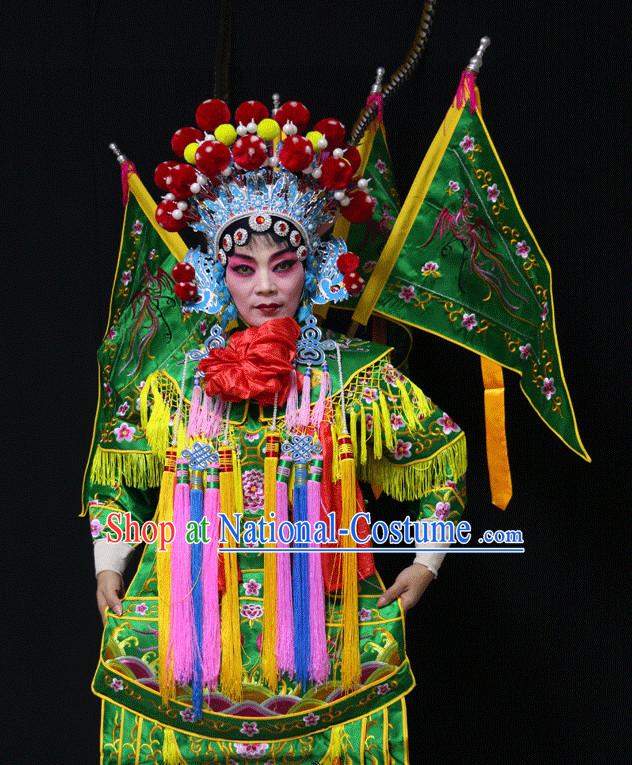 Chinese Opera Beijing Opera Peking Opera Hua Dan Costume Embroidered Robe Hua Dan Opera Costumes and Headdress Complete Set