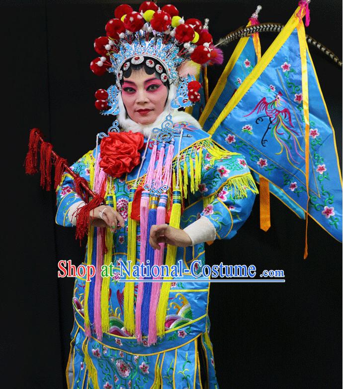 Chinese Opera Beijing Opera Peking Opera Hua Dan Costume Embroidered Robe Hua Dan Opera Costumes and Headdress Complete Set