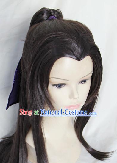 Chinese Ancient Style Long Black Hair Wig Hair Decoration Wigs Set