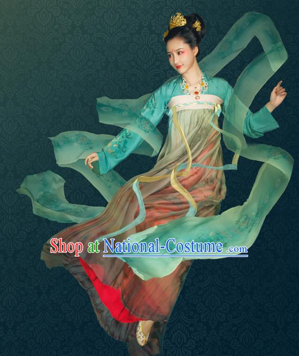 Chinese Traditional Tang Dynasty Royal Stage Hanfu Hanbok Kimono Costume Dresses Costume Ancient Garment Complete Set