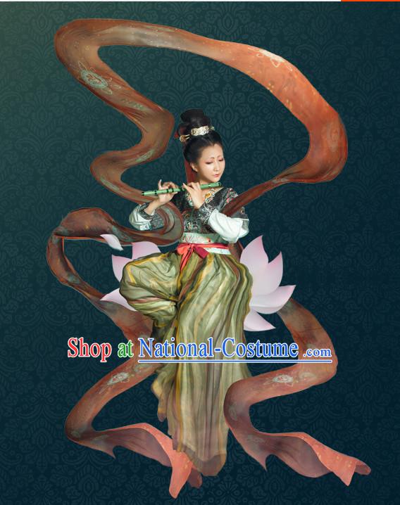 Chinese Traditional Tang Dynasty Royal Stage Hanfu Hanbok Kimono Costume Dresses Costume Ancient Garment Complete Set