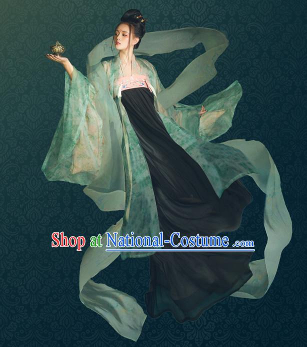 Chinese Traditional Tang Dynasty Royal Stage Hanfu Hanbok Kimono Feitian Costume Dresses Costume Ancient Fairy Garment Complete Set