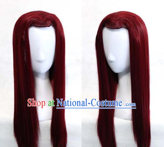 Chinese Ancient Style Long Black Hair Wig Hair Decoration Wigs Set