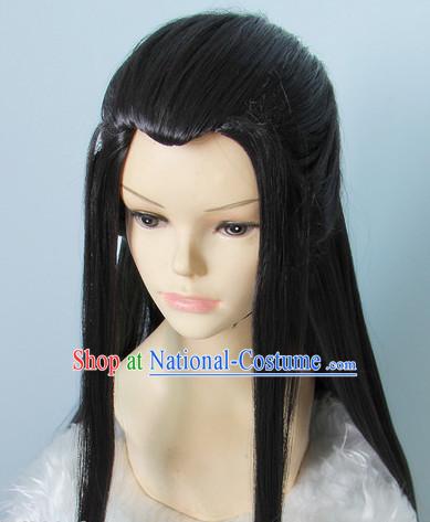 Chinese Ancient Style Long Black Hair Wig Hair Decoration Wigs Set