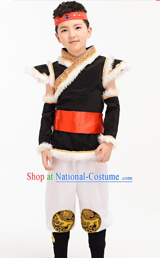 Chinese Folk Ethnic Dance Costume Complete Set for Kids