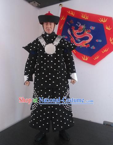 Chinese Classical Qing General Body Armor Hanfu Dress Gown Costumes Ancient Costume Clothing Complete Set