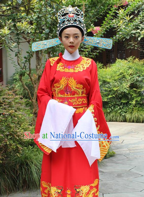 Chinese Wedding Opera Stage Costume Embroidered Hanfu Dress Gown Costumes Ancient Costume Clothing Complete Set