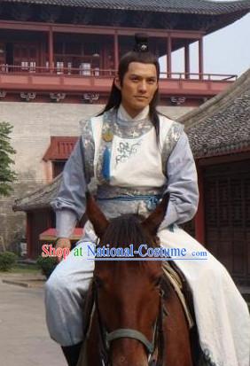 Chinese Men Knight Costume Stage Drama Costumes Parade Costume Complete Set