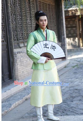 Chinese Men Swords Costume Stage Drama Costumes Han Fu Costume Complete Set