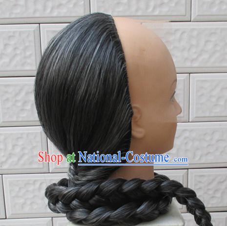 Qing Dynasty Kung Fu Master Half White Wig for Men or Boys