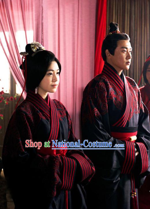 Chinese Ancient Traditional Wedding Dresses Complete Sets for Brides and Bridegroom