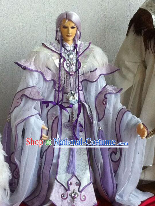 Chinese Ancient BJD Adult Size Costumes Dresses and Headwear Complete Set for Men