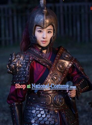 Chinese Ancient General Female Hero Body Armor Costumes Complete Set for Women