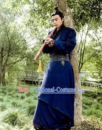 Chinese Ancient Swordsman Clothing Garment and Hat Complete Set for Men