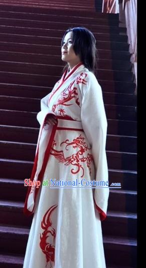 Ancient Chinese Princess Dresses Traditional Royal Stage Hanfu Classical Dress National Costumes Clothing and Hair Jewelry Complete Set