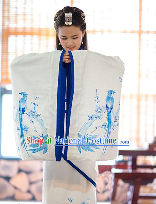 Ancient Chinese Princess Quju Dresses Traditional Royal Stage Hanfu Classical Dress National Costumes Clothing and Hair Jewelry Complete Set