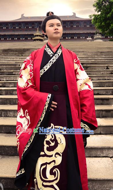 Ancient Chinese Prince Wedding Dresses Hanfu Classical Dress National Ceremonial Costumes Clothing and Crown Complete Set