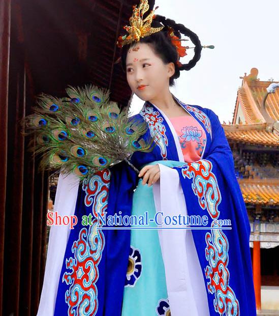 Ancient Chinese Royal Tang Dynasty Dresses Hanfu Classical Dress National Ceremonial Costumes Clothing and Headpieces Complete Set