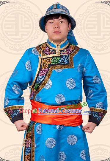 Mongolian Minority Mongol Dress Mongolia Minority Dresses Ethnic Mongolian Costume Complete Set for Men