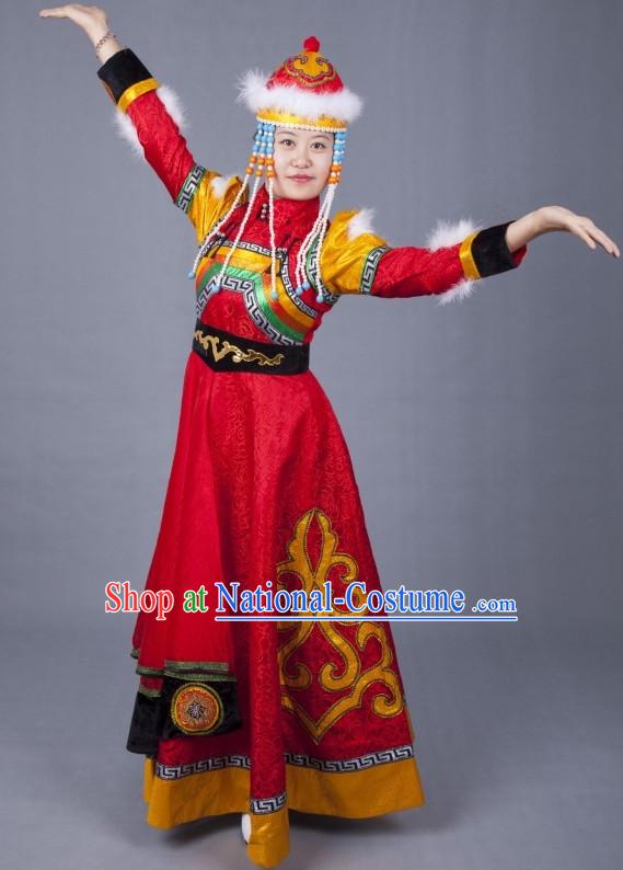 Chinese Mongolian Minority Mongol Princess Dress Mongolia Minority Dresses Ethnic Mongolian Costume Complete Set for Women