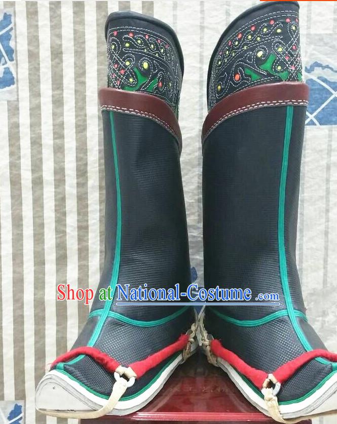 Top Chinese Mongolian Minority Mongol Boots Mongolia Minority Boot Ethnic Mongolian Feather Shoes