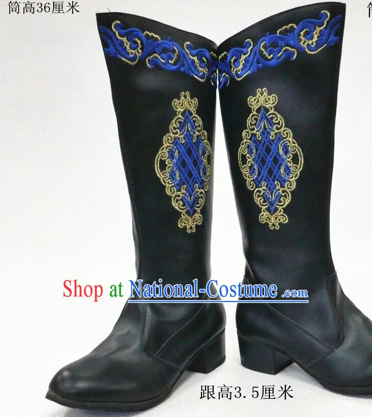 Top Chinese Mongolian Minority Mongol Boots Mongolia Minority Boot Ethnic Mongolian Feather Shoes